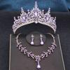 Red Tiaras and Crowns Bridal Jewelry Sets Tiara and Necklace Earrings Set for Party Bridal Wedding Dress Jewelry Sets