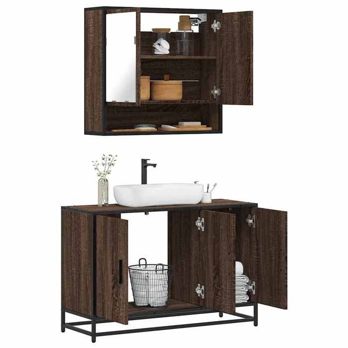VidaXL Ensemble De Meubles De Salle De Bain 2 Pcs Chêne Marron, Armoire De Rangement, Armoire De Bain, Meuble De Toilette 3300924