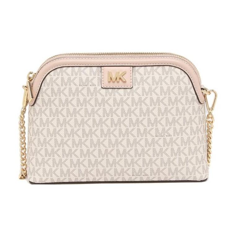 

Michael Kors Mott Vintage Monogram Logo Chain Shell Bag Women Shoulder Bag Vanilla-White Pink 32T9GF5C3B-173 Basic Set (Bag+Dust Bag)