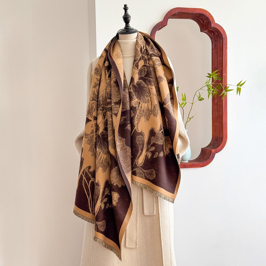 Luxury Brand Cashmere Women Butterfly Print Scarf Winter Warm Shawl and Wrap Bandana Pashmina Female Foulard Blanket Poncho
