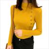 New interior style slim fit and fashionable half high collar long sleeved sweater knitted base pullover women's chic top