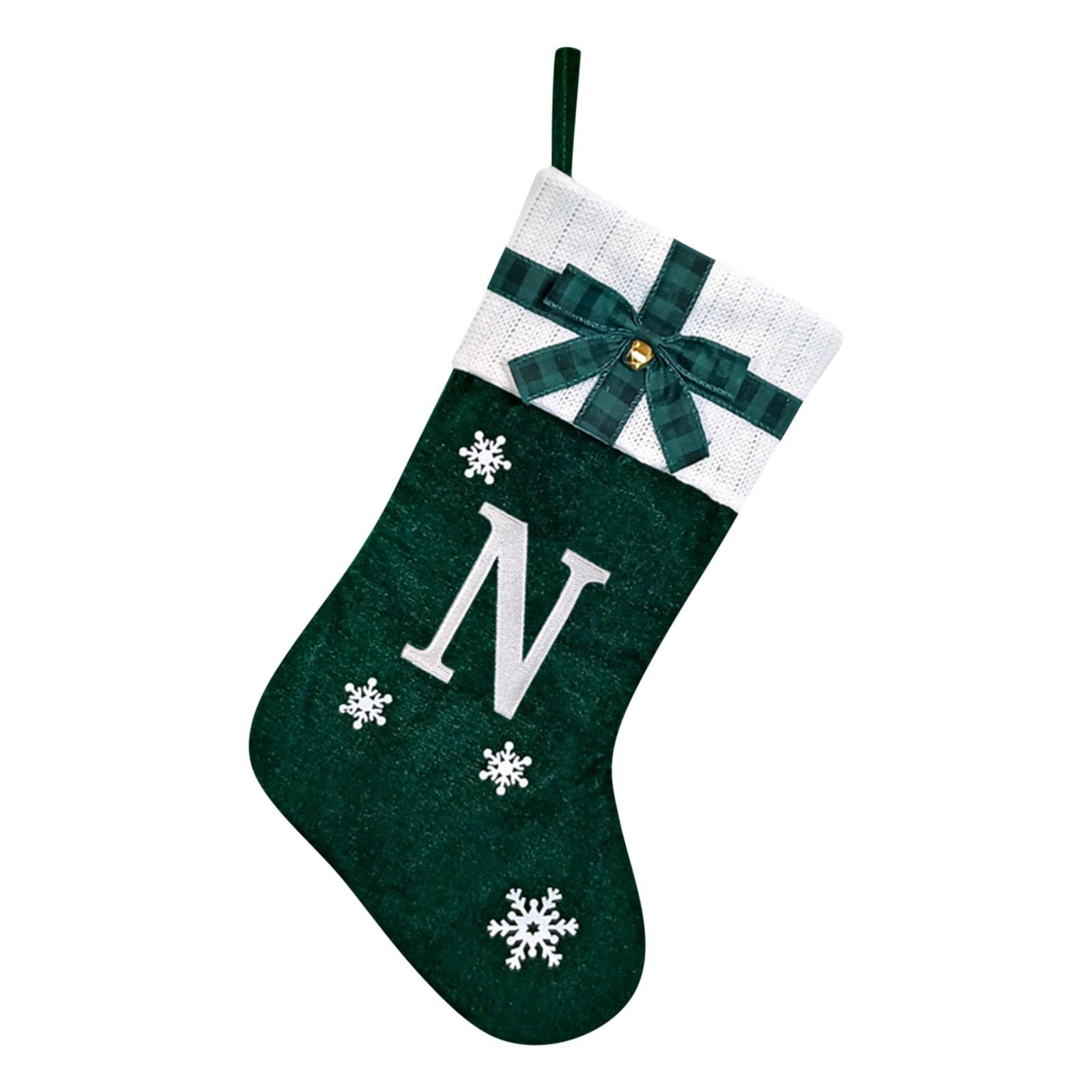 

Christmas Stockings Small Embroidered Letter Knitted Xmas Hanging Stocking Decorations Christmas Party Decor One Size
