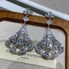Fashion Skirt Earrings Fan-Shaped Zircon Earrings Earrings Women'S Niche Personalized Jewelry
