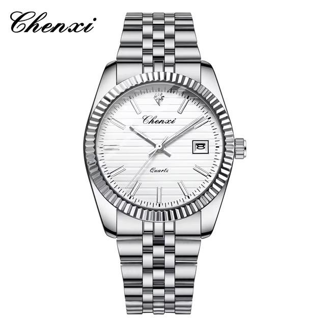 CHENXI 004D Men's Quartz Watches Luxury Stainless Steel Watch Waterproof Luminous Date Wristwatch Casual for Male Clock