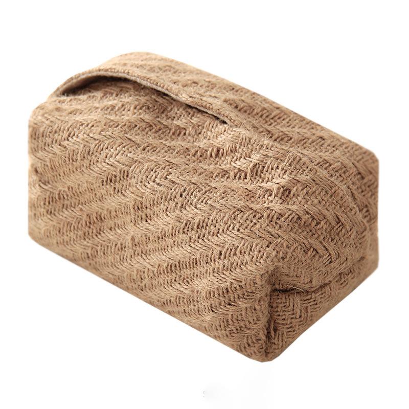 Japanese-Style Jute Tissue Case Napkin Holder for Living Room Table Tissue Boxes Container Home Car Papers Dispenser Holder