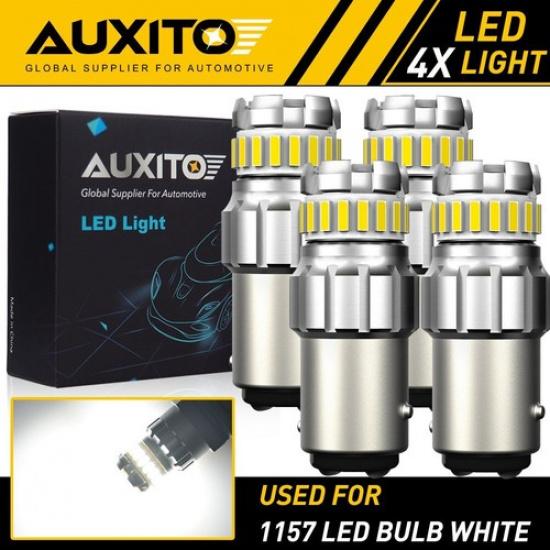 4X AUXITO 1157 LED Turn Signal Brake Reverse Parking Light Bulb White CANBUS EOA