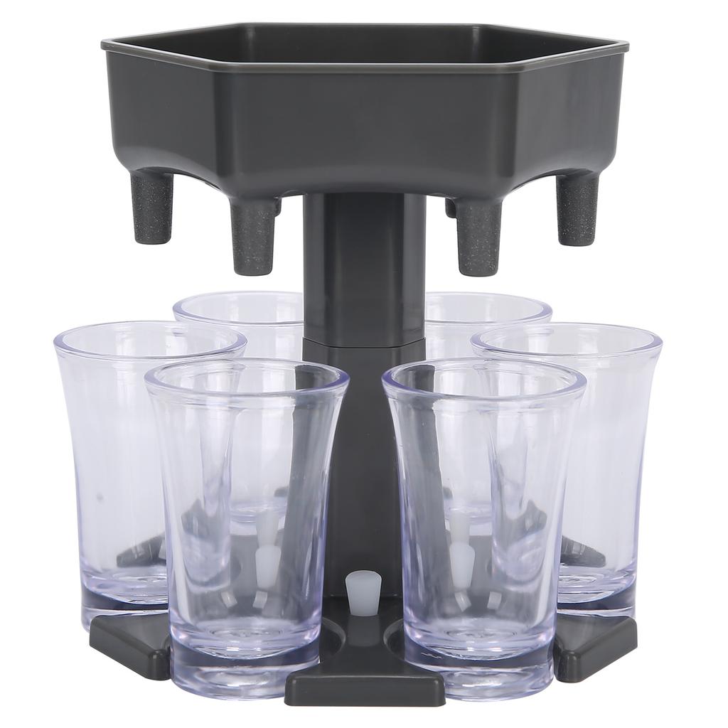 Liquid Dispenser Holder 6 Shots Liquor Dispenser Rack Wine Beer Drinking Tool Bar Accessory(Gray Transparent Cup )