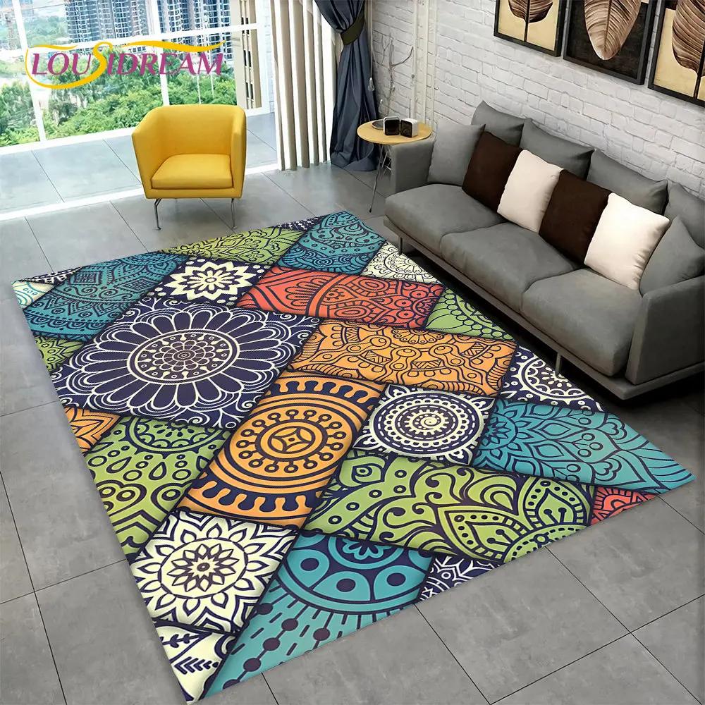 Bohemia Mandala Geometric Area Rug,Carpet Rug for Home Living Room Bedroom Sofa Doormat Kitchen Decor,Kid Non-slip Floor Mats