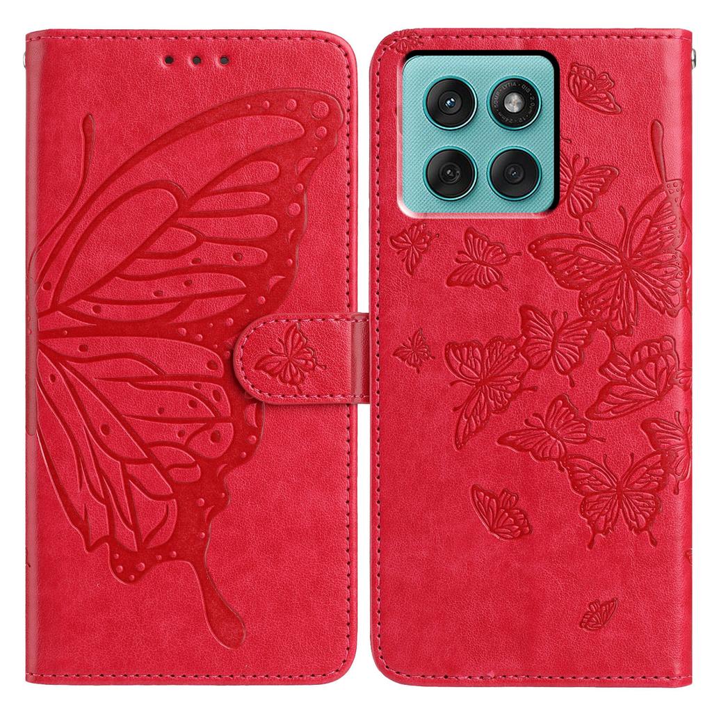 For Motorola Edge 60 Fusion 5G Case Butterfly Imprinted Wallet Stand PU Leather Flip Phone Cover with Strap