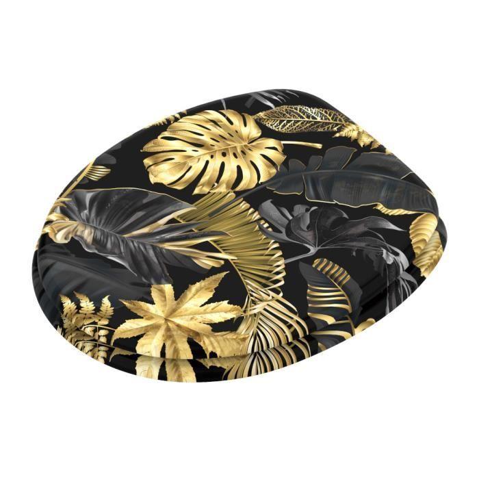 Toilet Seat - Golden Leaves - Soft Close - Wood - High-quality Finish - Easy Installation