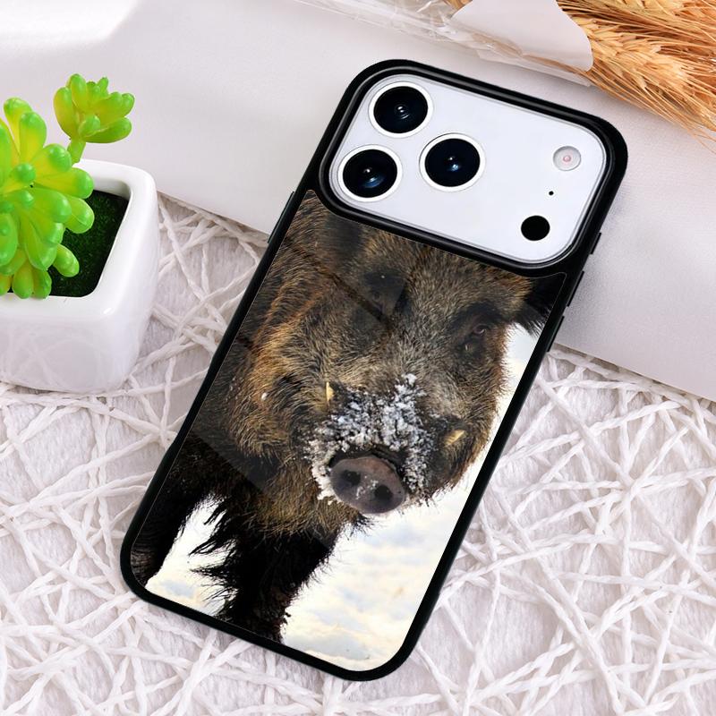 Cute Wild Boar Funny Cartoon Phone Case for iPhone 17 Air 16 15 11 12 14 13 Pro Max Shockproof Cover