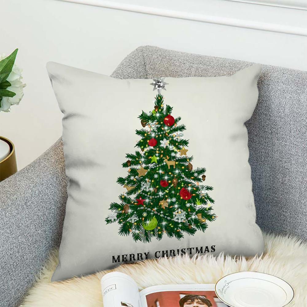 Christmas Tree Pillow Case For Car Sofa Decorative Home Double-sided Print Plush Square Throw Pillow Cushion Cover