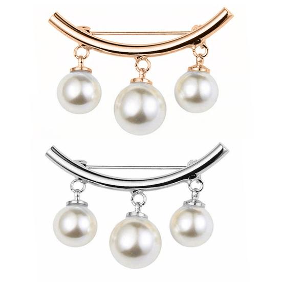 2Pcs Brooch Stylish Elegant Faux Pearl Fashion Vintage Brooch for Wedding