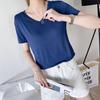 Women's Short-Sleeve Modal V-Neck White Ice Silk Loose T-Shirt