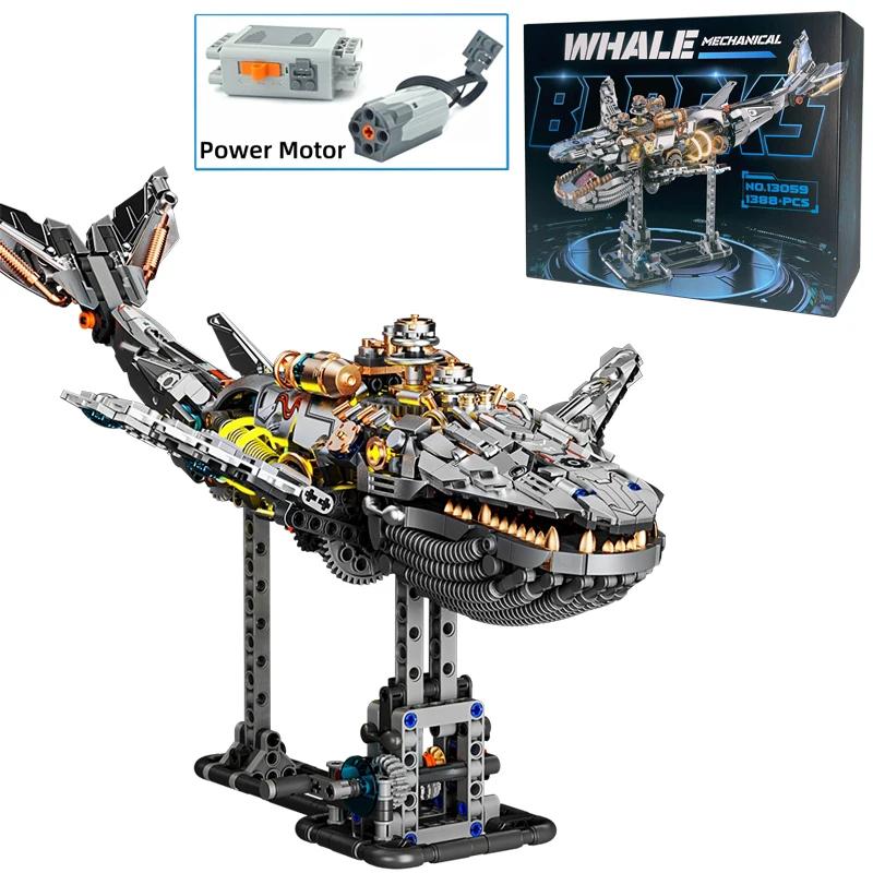 STEM Mechanische Meeresbewohner Bausteine Beweglicher Wal Oktopus Mantarochen Piranha MOC Kreative Desktop-Dekoration Geschenk