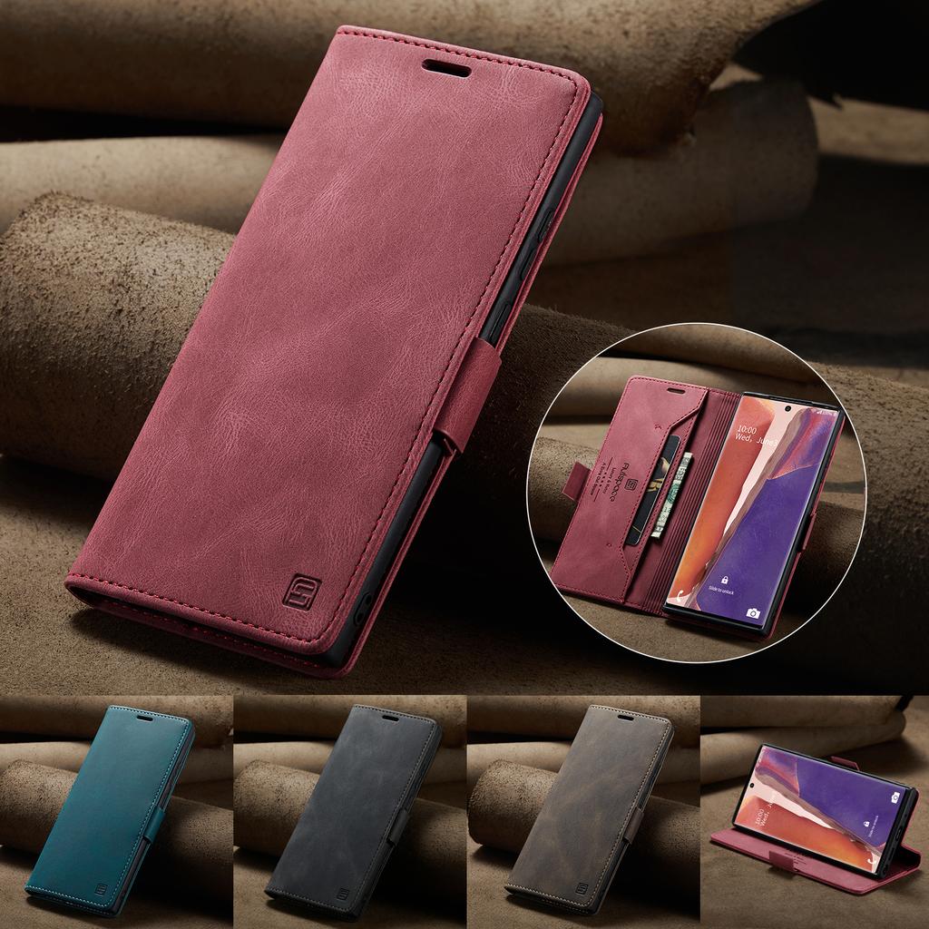 For Samsung Galaxy Note20 Wallet Case AUTSPACE A01 Leather Stand Cover with RFID Blocking Card Holder