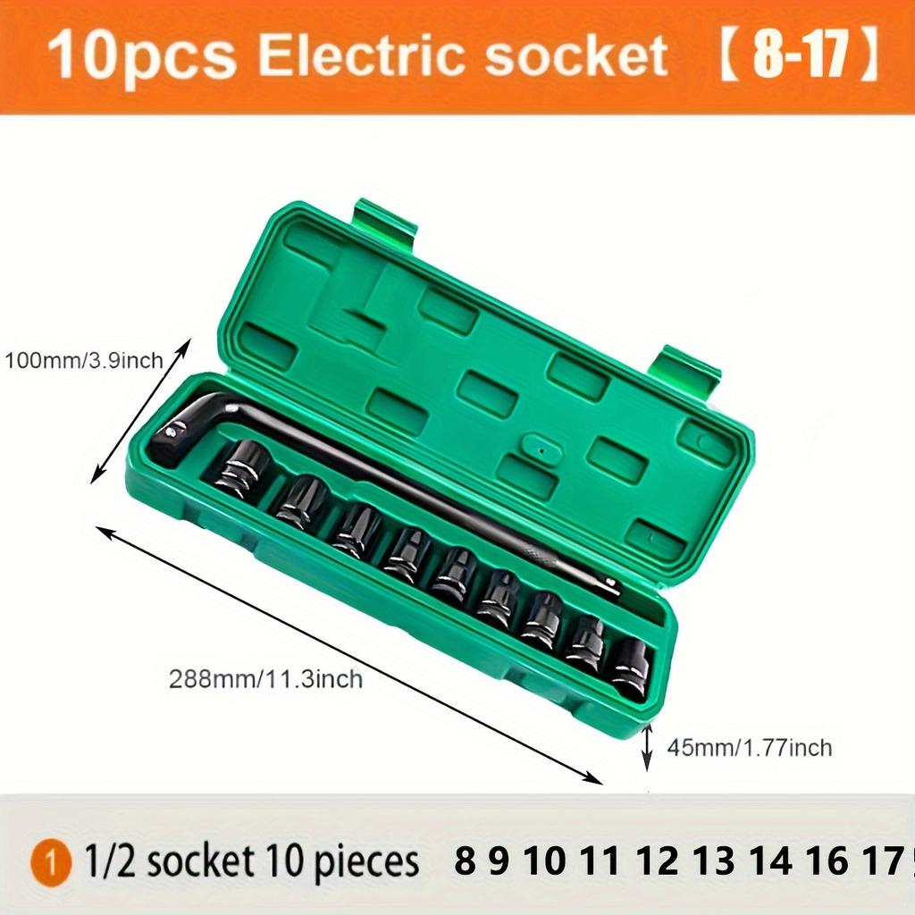 10pcs 8-17mm/8-24mm Electric Socket Tool Wrench Adapter Hand Tool,High Carbon Steel Material Set For Repair Garage Tools