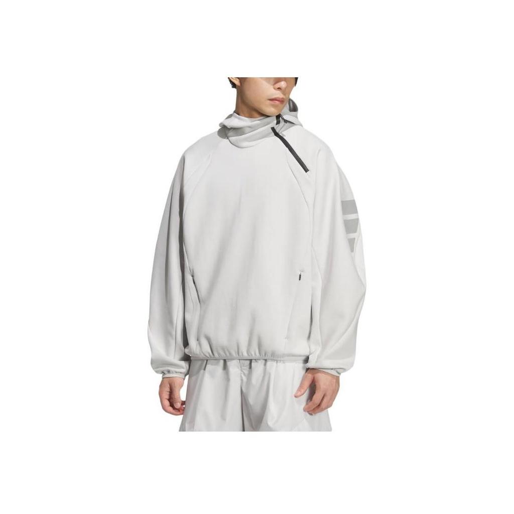 Adidas Men's FOS DK SWT HD Knit Hooded Sweatshirt Light Grey KS3281