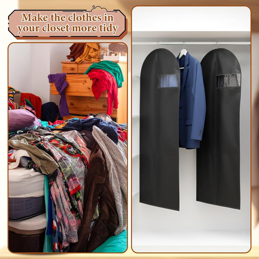 Hanging Garment Bag, 55'' Suit Cover with Clear Window, Garment Bags for Hanging Clothes, Dress Bags for Gowns, Dress Storage Bags for Closet
