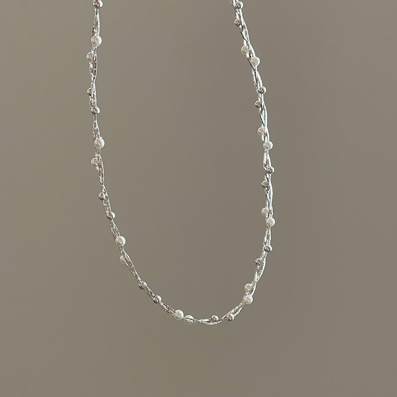 

Винтажное высококачественное жемчужное металлическое плетеное ожерелье для женщин, уникальная индивидуальная модная цепочка на шею, цепочка на ключицу