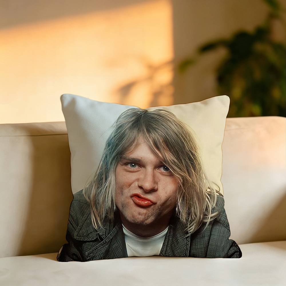 Singer Kurt Cobain Square DoubleSided printed Pillow Case Bedroom Bedside Pillow Sofa Cushion Cover