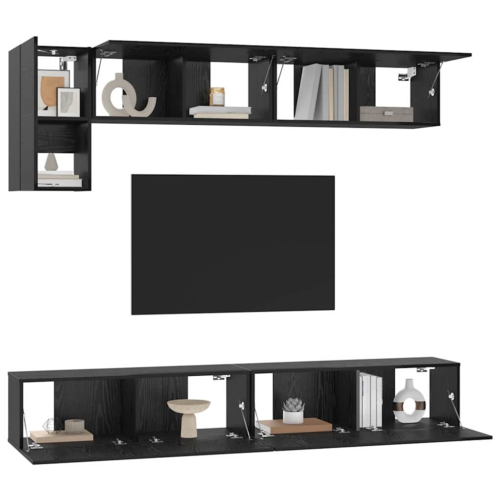 TV Cabinet Set 5 pcs Black Oak Effect Particleboard