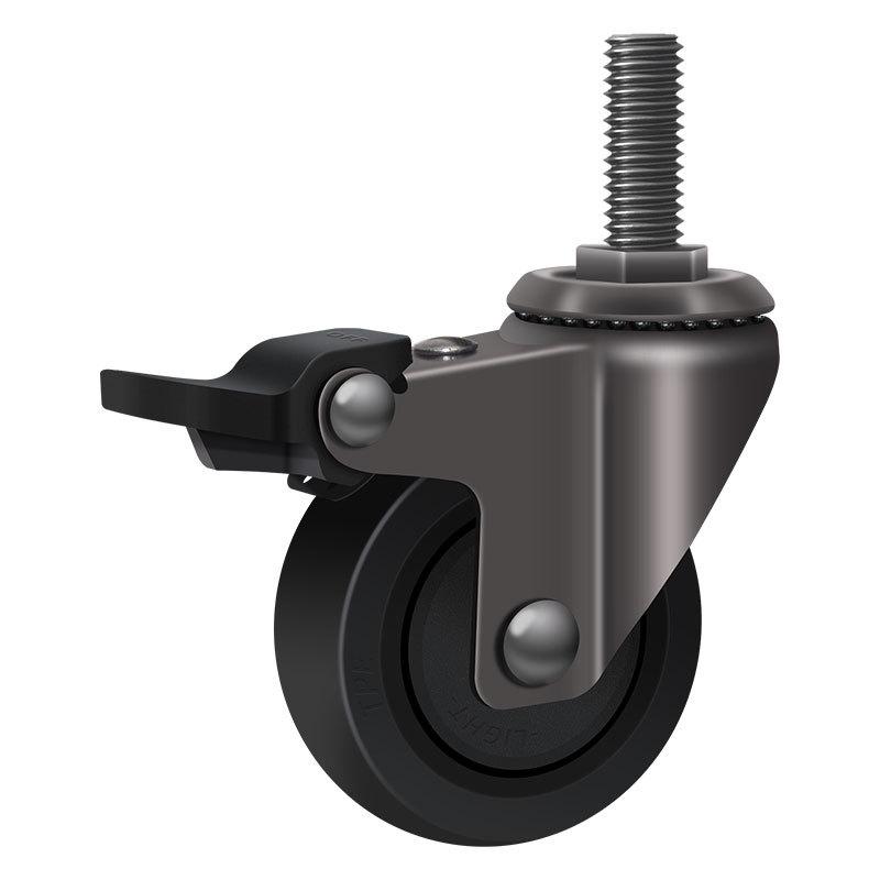 TPE casters with swivel wheels, brake, silent, heavy-duty, directional 2-inch sliding wheels for storage racks