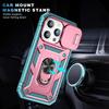 Applicable to iPhone16 military window push three-in-one mobile phone case Apple 15 ring car magnetic anti-drop protective case