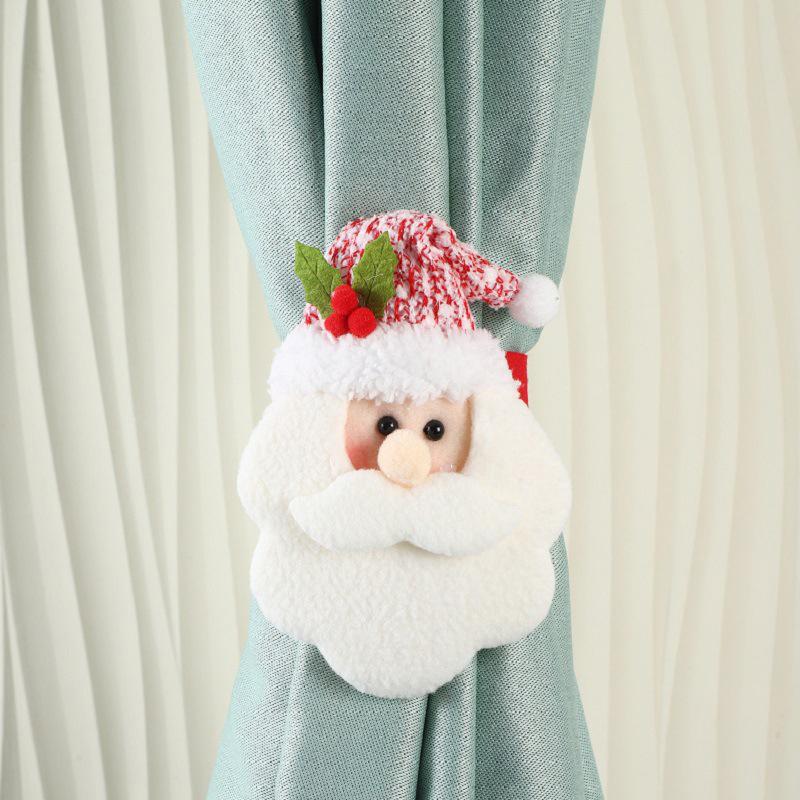 Christmas Curtain Tieback Buckle,Cartoon Snowman Santa Christmas Curtain Buckle Holder,Mr. Snow Man And Santa Holder