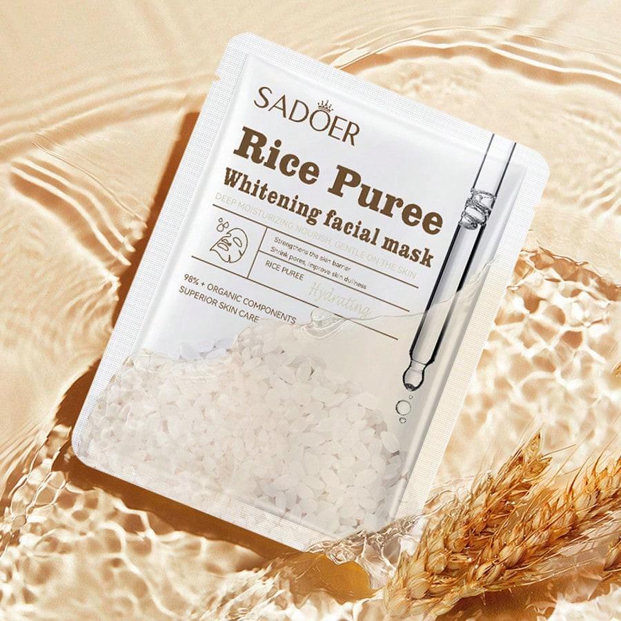 1/5/10pcs Rice Brightening Mask, Slows Down Skin Aging, Improves Dry, Rough And Dull Skin, Brightens