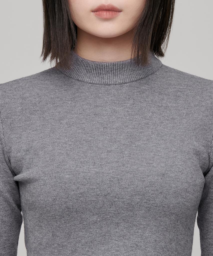 MUSINSA STANDARD WOMAN Women'S Slim Crop Mock Neck Knit [Medium Grey]