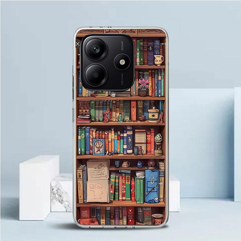 

Read Books illustration Reading Soft Cover for Xiaomi Redmi Note 15 14 13 12 Pro Plus Phone Case 14S 11S 11T 11E 10S 10 4G Patte Redmi Note 14 5G