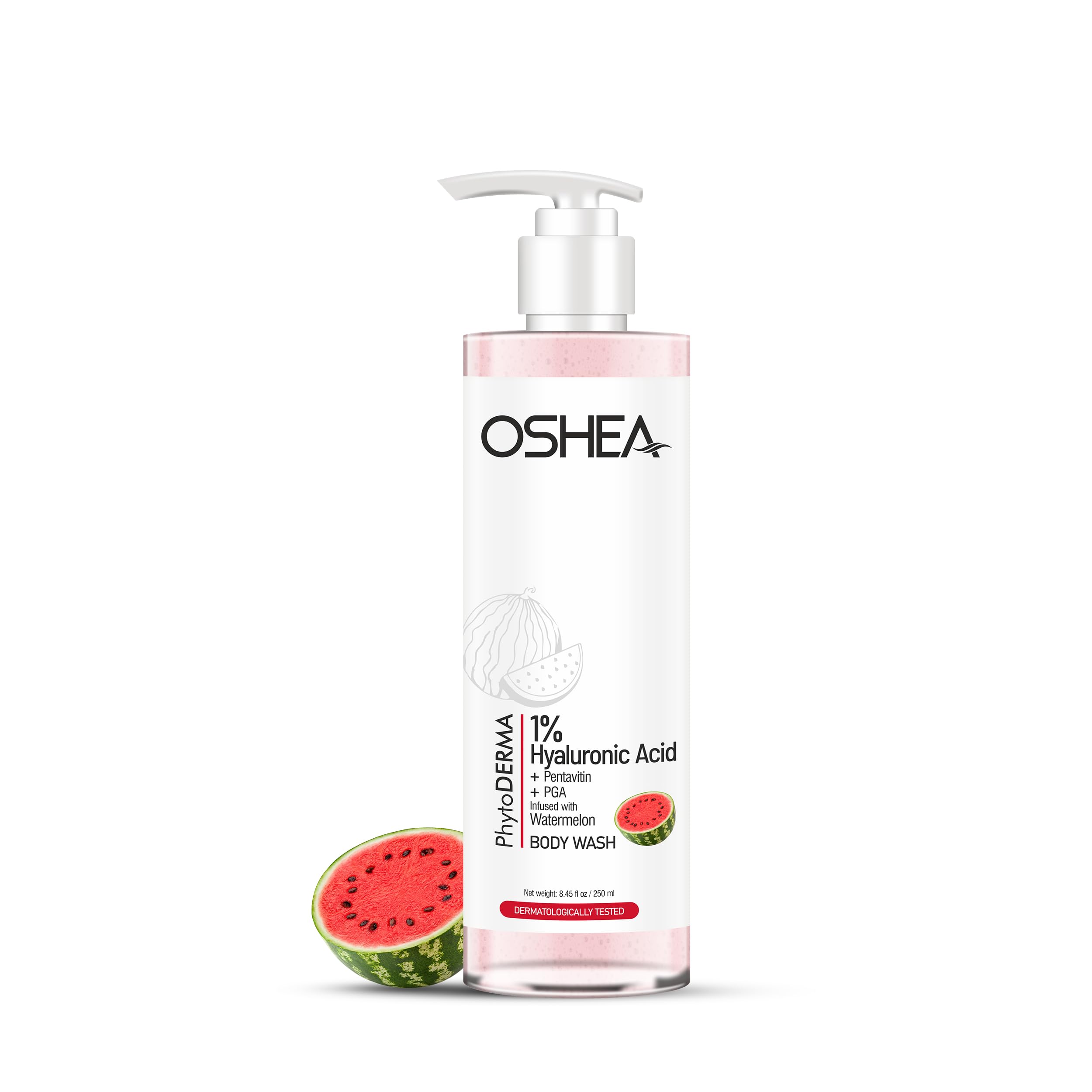

Oshea PhytoDERMA 1% Гиалуроновая кислота с Pentavitin & PGA Экстракт Арбуза Гель для Душа (250мл) | Глубокое увлажнение, отшелушивает и разглаживает