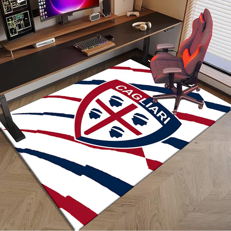 1PC Football Cagliari Design Rug Game Carpet, Floor Mat for Bedroom Living Room Entryway Rug, Home Decor Idea Gift for Christmas birthday