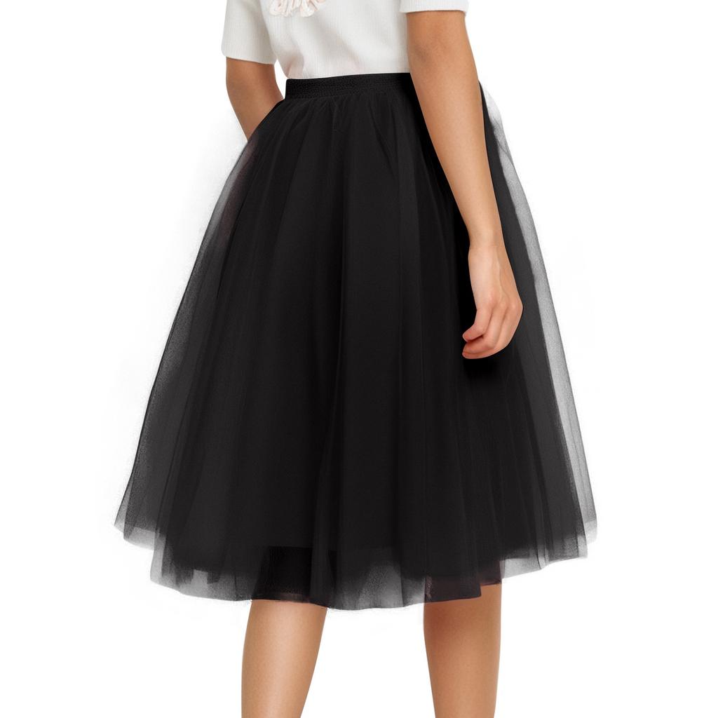 Women's Fashion Solid Color Half Skirt Party Ballet Puff Skirt Mesh Skirt