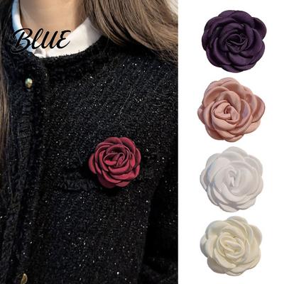 Exquisite Camellia Pin 3D Fabric Flower Design Brooch Collar Clip