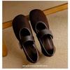 Vintage French matte inner heightening round head flat bottom Mary Jane women's shoes soft leather soft sole comfortable ballet single shoes women