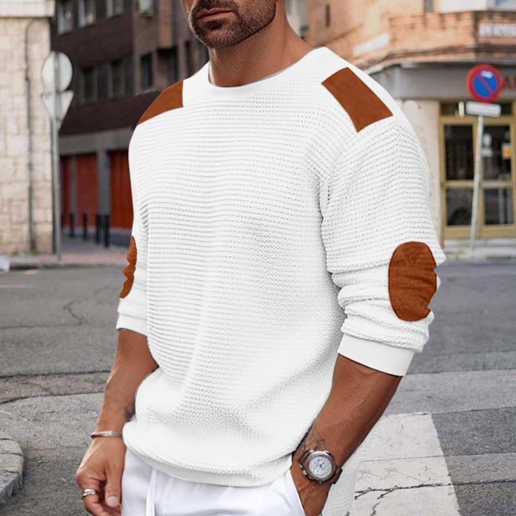 Men's Hoodless Sweatshirt Pullover Sweater For Leisure In And Winter With Ribbed Lightweight Sweatshirts Color