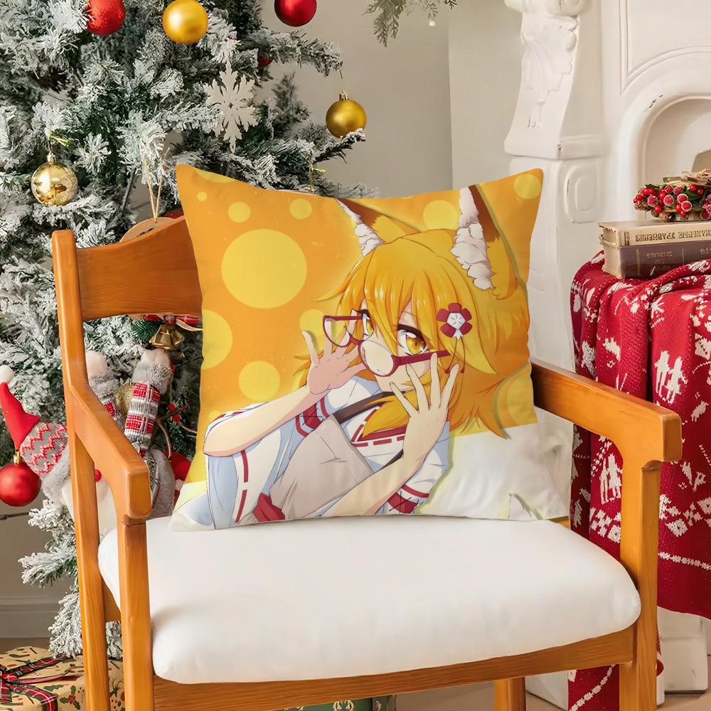 The Helpful Fox SenkosanAnime Pillow Case Silky Short Plush with Invisible Zipper Dustproof Sofa Cushion Cover for Home Decor