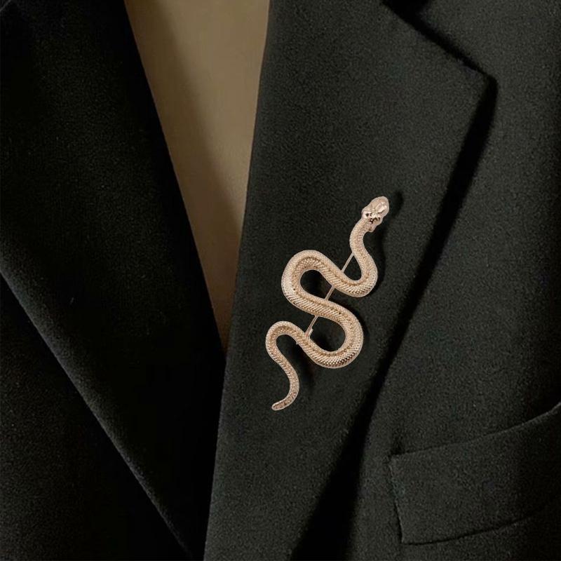 Vintage Snake Brooch Cloak Pin Scarf Shawl Buckle Clasp Pin Brooch Penannular Brooch for Costume Accessory Gold Silver