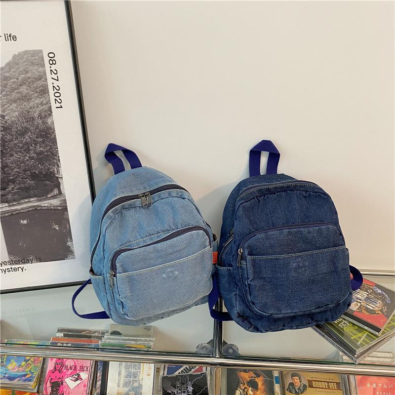 Denim small backpack 2022 spring new fashionable large-capacity simple daily commuting backpack