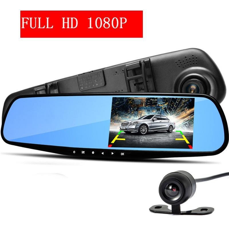 4.3 inch 1080P HD Dual Lens G-sensor 170 Rear View Mirror Car DVR Camera Recorder