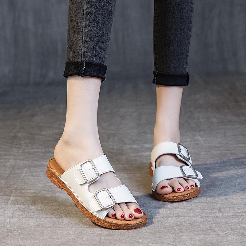Slippers Women's Shoes Flat Heels Thick-soled Casual and Comfortable Soft-soled Cowhin-soled Sandals