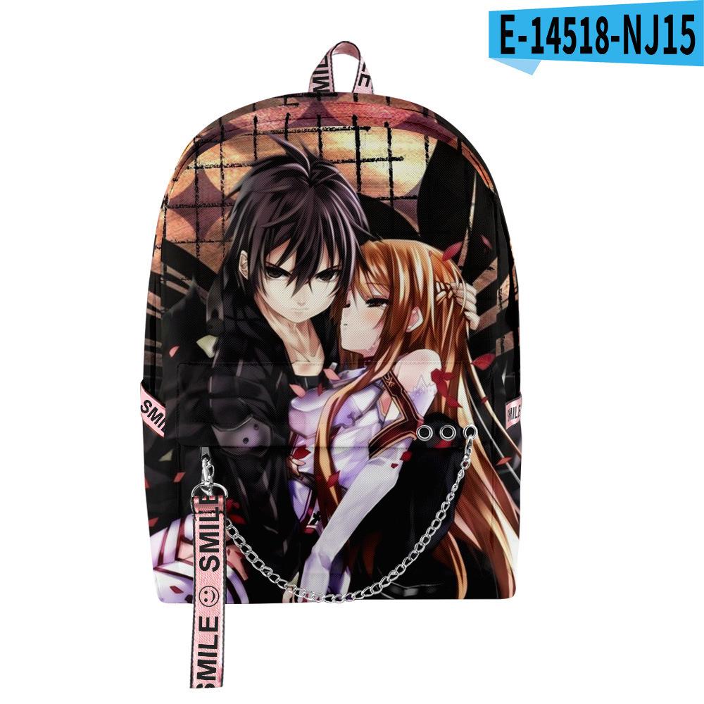 Classic Novelty Sword Art Online Student School Bags Unisex 3D Prind Oxford Waterproof Notebook Multifunction Travel Backpacks