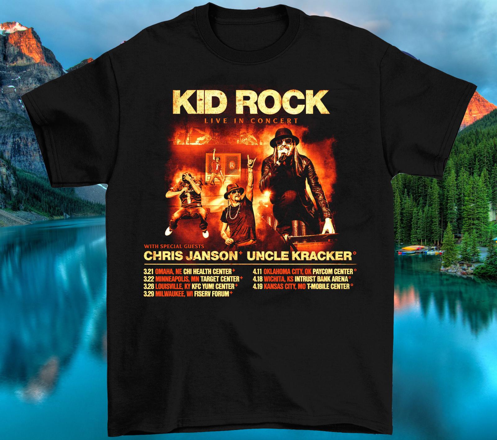 Футболка Kid Rock 2025 Tour S-5XL Для мужчин Хлопок Черный MC827 XXXXL