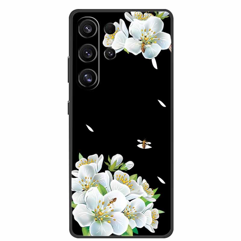 For Samsung Galaxy S26 Ultra Case Cute Floral Black Luxury Soft Silicone Back Cover For Samsung S26 Ultra Cases GalaxyS26 Ultra