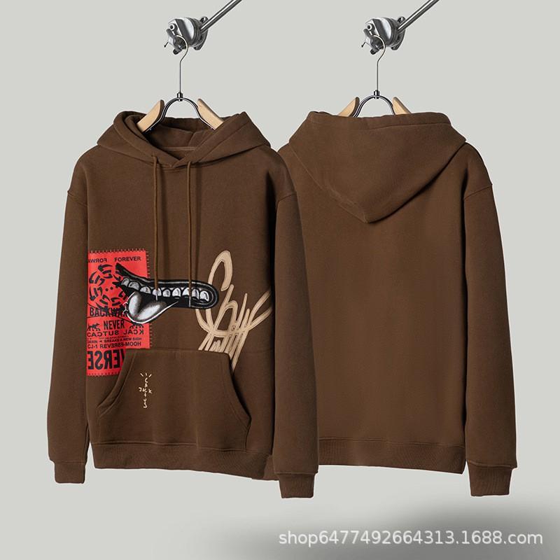 Mens Oversized Hooded Sweatshirt With Reversed Hook Print Loose Fit Cotton Pullover Fall Streetwear
