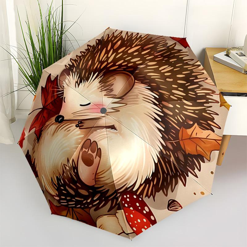 1pc Autumn Hedgehog Automatic Open/Close Umbrella, Windproof, Folding Compact Umbrella with Lightweight Design for Women/Men103