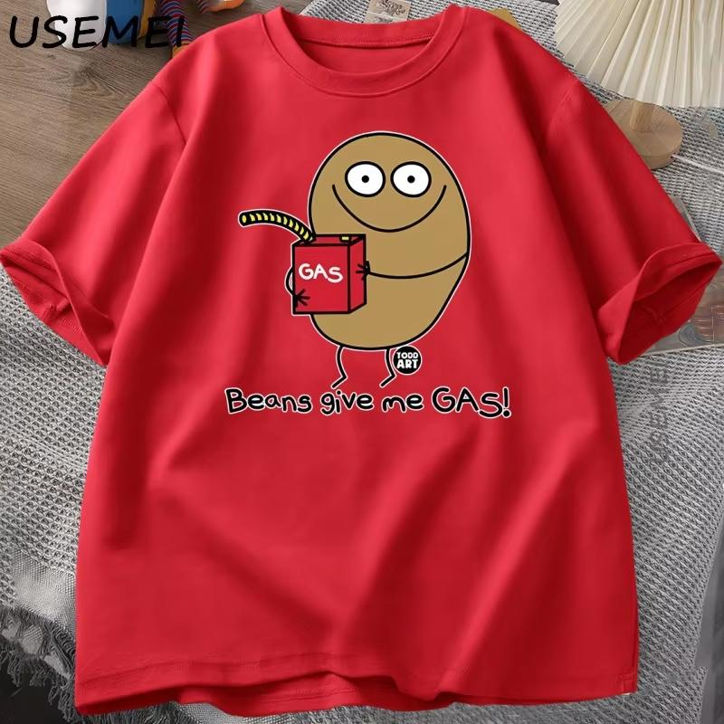 Funny Tshirt Beans Give Me Gas Tee Shirt Fart Humor Tshirt Hilarious Joke Humorous T Shirt Women Unisex Short Sleeve Clothing S