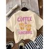 T-shirt casual da donna a maniche corte - Stampa con lettere 'Caffè Ghiacciato e Sole', Un regalo perfetto per gli amanti del caffè. Top Girocollo Regular Fit,